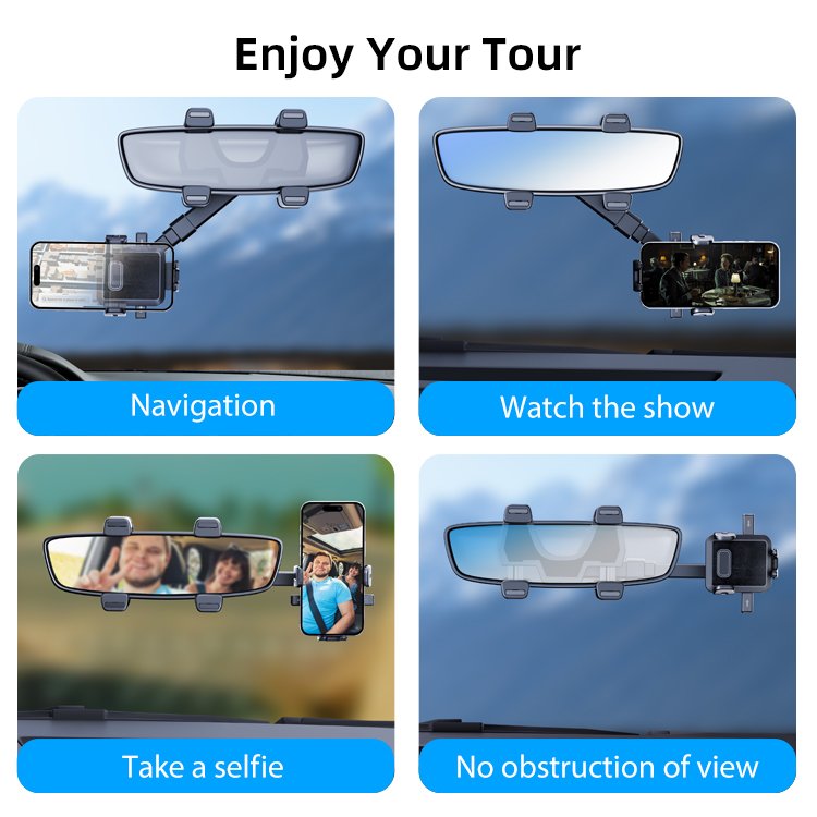 New Arrival 360-Adjustable Car Mobile Phone Holders Rearview Mirror Mount Smartphone Bracket Stand Cellphone Holder for Cars