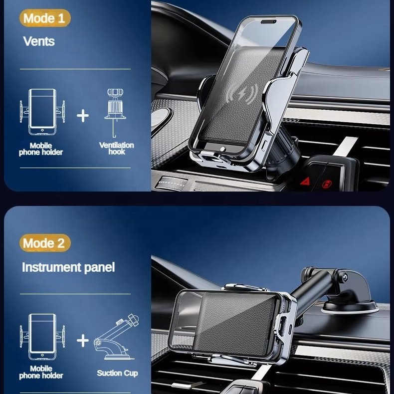 Yipin 2 In 1 Set 360 Rotation Wireless charger car holder Air Vent Dashboard Mobile Stand Car Phone Holders For Car Mount