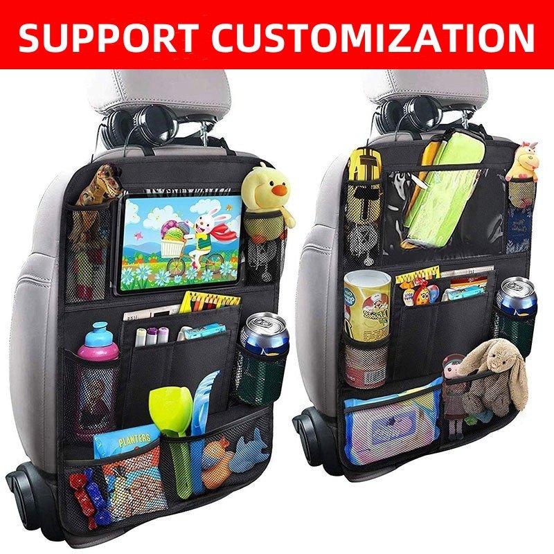 Hanging Travel Kick Mat Storage Box Multifunctional Car Seat Back Storage Bag Tablet Holder Durable Car Organizer