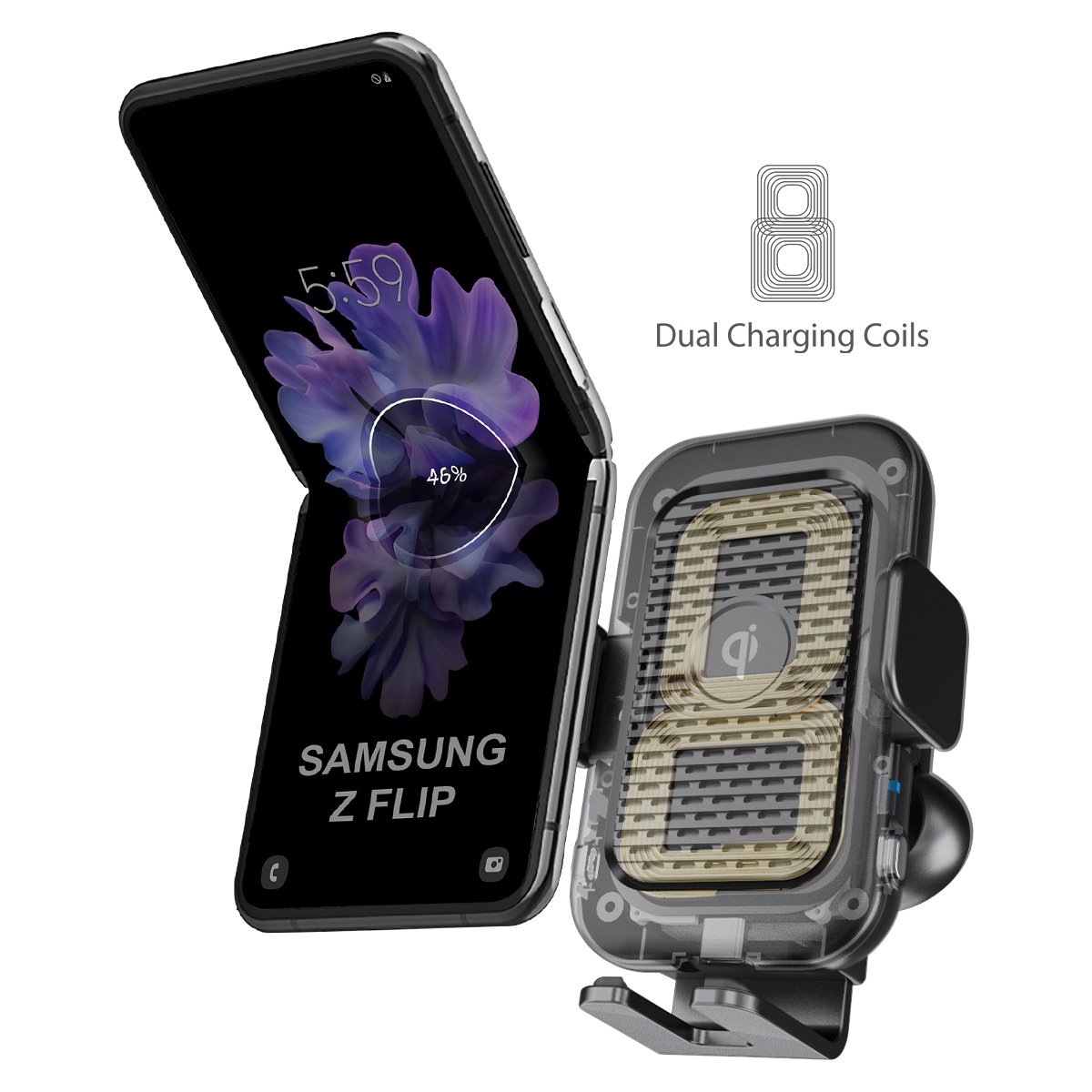 2024 Smart Car Wireless Charger Phone Holder Wireless Car Charger In Car Fold 3 Z For Samsung Phone