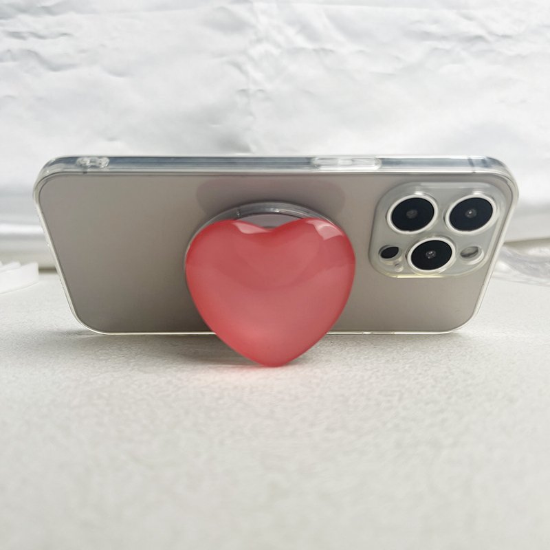 Glass Crystal Heart Magnetic Phone Holder Heart-shaped Stained Glass Crystal Phone Holder Retractable Magnetic Phone Grip