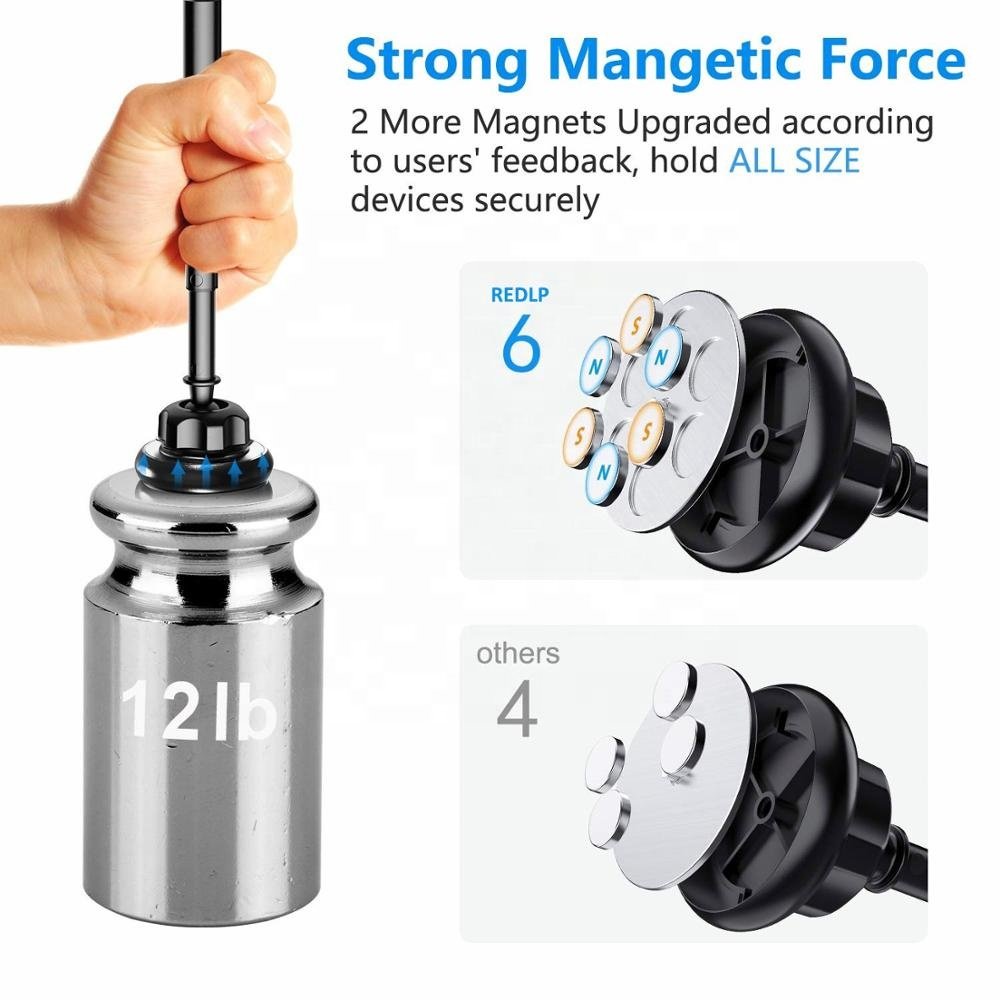 Vnew Hot sell Smart Car Holder 360 Degree Rotate Magnetic Car Phone Holder With 6-Strong Magnets and Metal Telescopic Arm