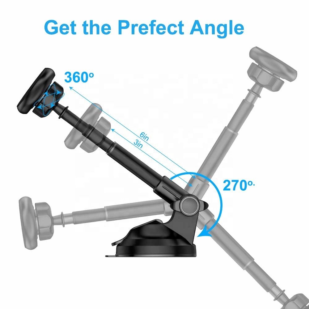 Vnew Hot sell Smart Car Holder 360 Degree Rotate Magnetic Car Phone Holder With 6-Strong Magnets and Metal Telescopic Arm