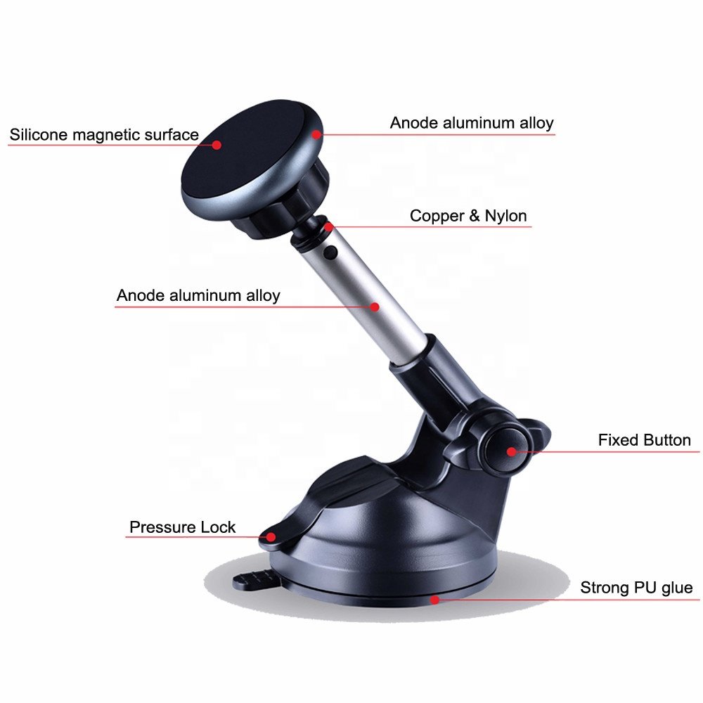 Vnew Hot sell Smart Car Holder 360 Degree Rotate Magnetic Car Phone Holder With 6-Strong Magnets and Metal Telescopic Arm