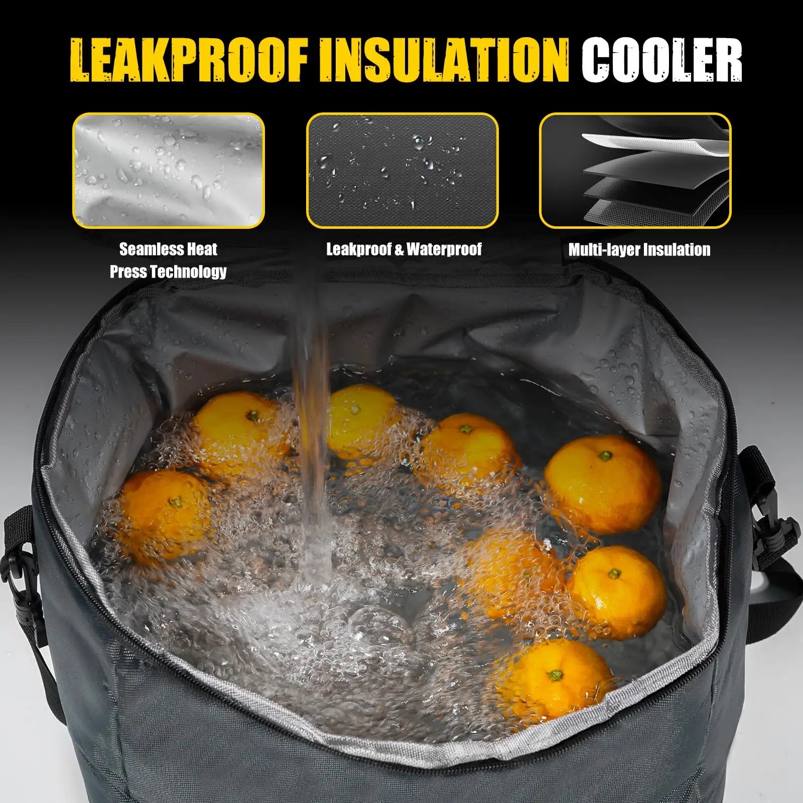 Car Trunk Organizer with Insulated Leakproof Cooler Bag Trunk Organizer for Car & SUV, Large Foldable Trunk Organizer