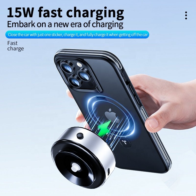 Fast Charging Magnetic Vacuum Suction 15W Air Vnt Retractable Ultra Stable Clamping Wireless Car charger