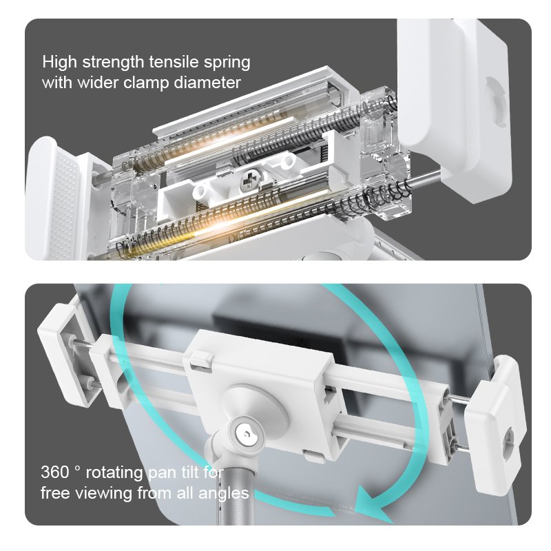 360 Rotation Alloy Metal Content Creation Overhead Folding Floor Mobile Stand Tablet Phone Holder for Video Recording