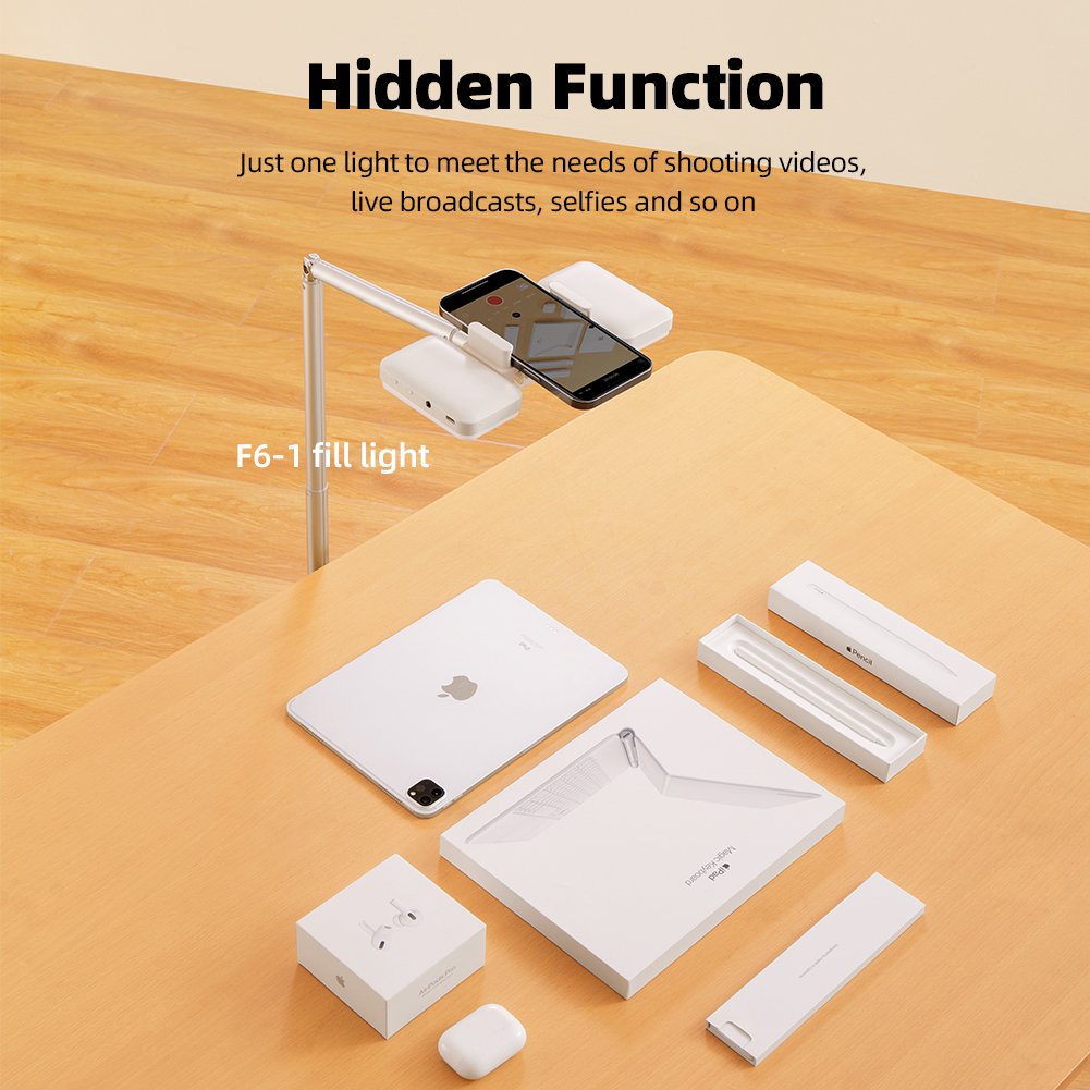360 Rotation Alloy Metal Content Creation Overhead Folding Floor Mobile Stand Tablet Phone Holder for Video Recording