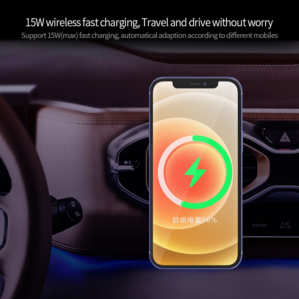 aluminum back cover car stand universal smart phone 15W fast charging magnetic mobile car holder for iphone 15