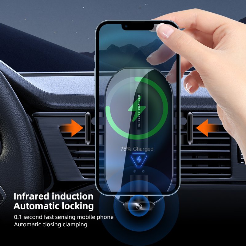 15w Car Charger Fast Charging Wireless Charger Stand Car Phone Holder
