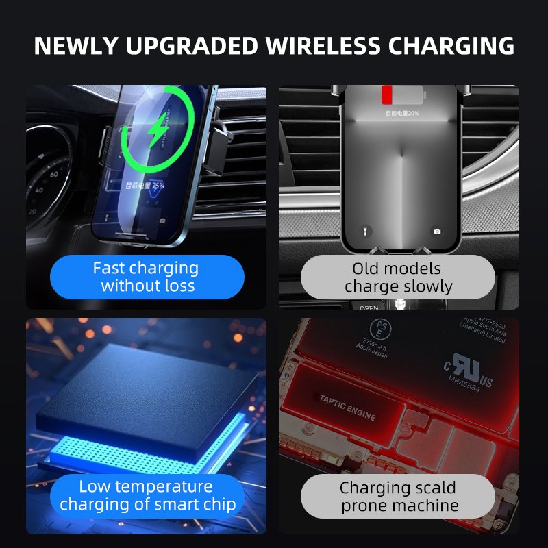 15w Car Charger Fast Charging Wireless Charger Stand Car Phone Holder