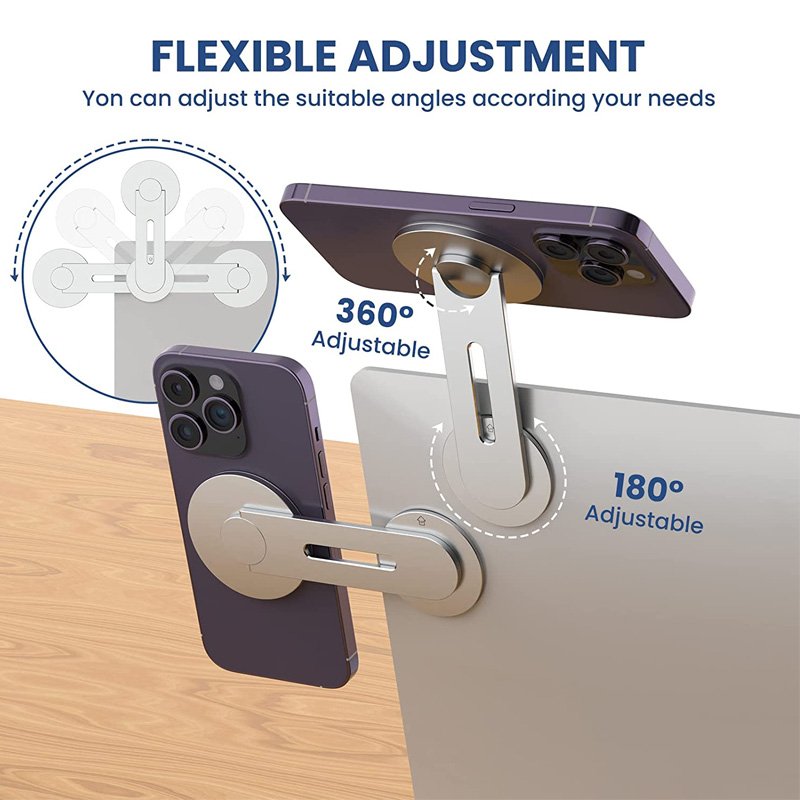 Foldable Phone Stand Laptop Screen Side Mount Magnetic Holder Aluminum Alloy Magnetic Laptop Phone Holder For iPhone Laptop
