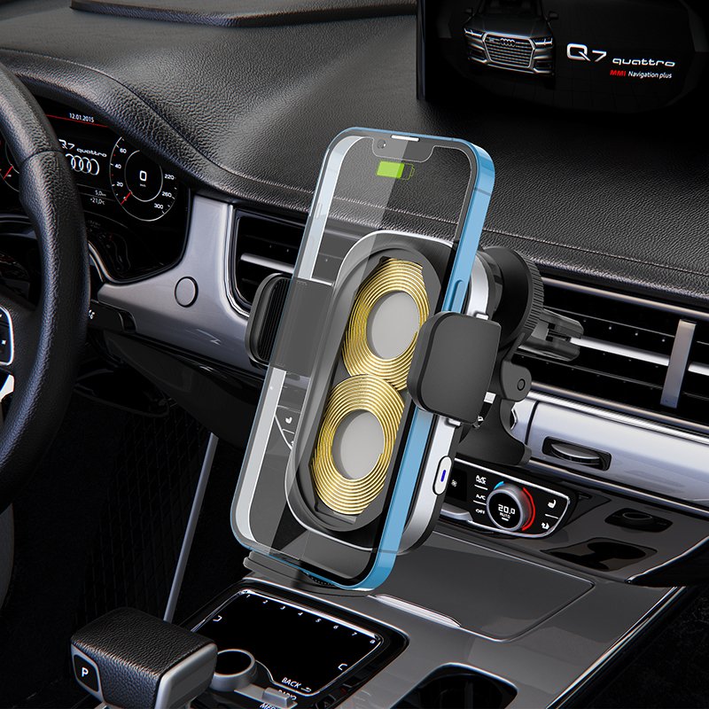 Dual Coil 15W Fast Charging Auto Sensing Charger Phone Holder Wireless Car Charger for Samsung Galaxy Z FLIP