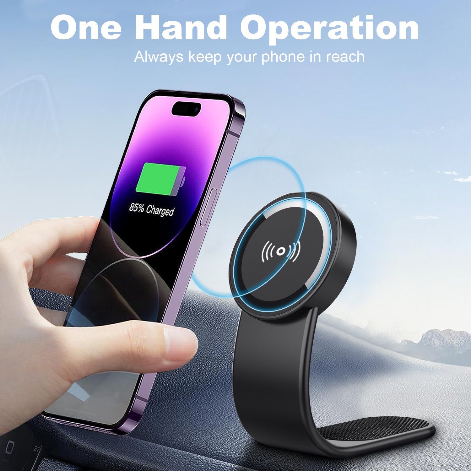 Magnetic Suction Car Phone Holder Stylish Bendable Wireless Fast Charging Mobile phone holder Magnetic For Car