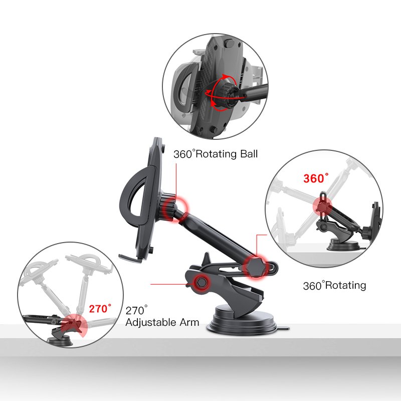 C111 360 Degree Flexible Universal Dashboard Car Truck Mobile Smart Cell Phone Clip Clamp Mount Stand Support Bracket Holder