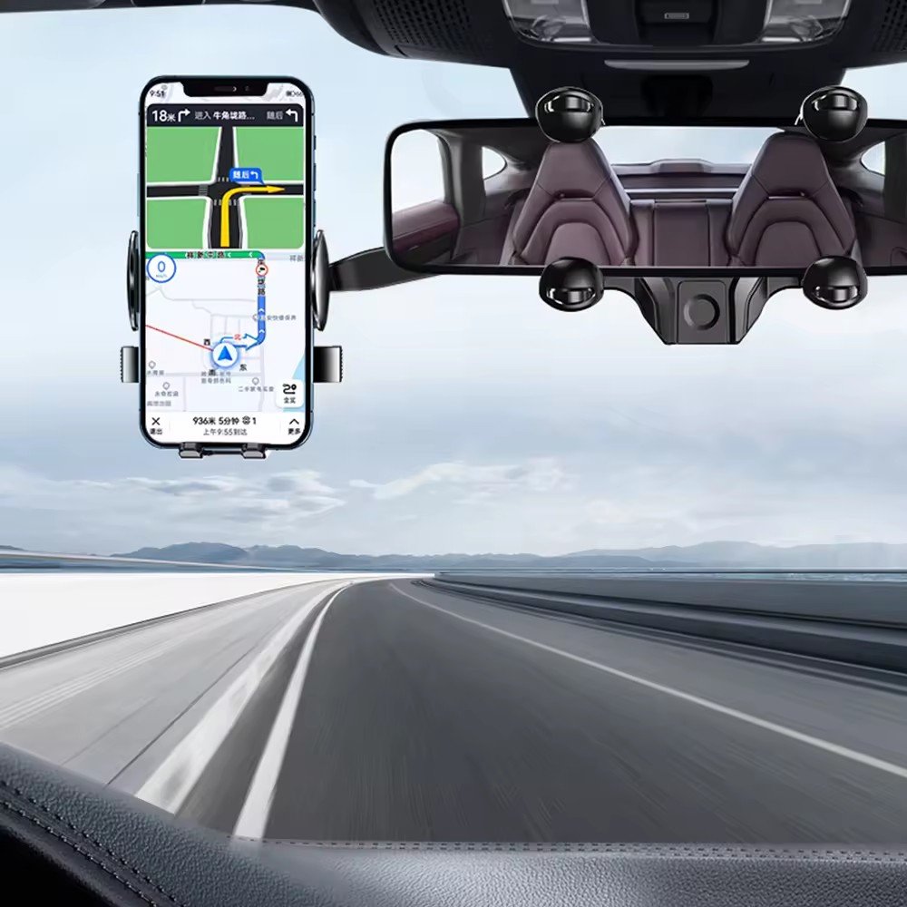Original Car Rearview Mirror Phone Holder 360degree Retractable Cell Phone Holder Clip For mobile Phone GPS Mount Stand