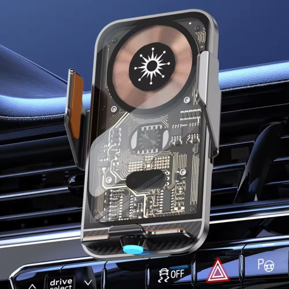 15W Car Bracket Metal Punk Transparent Infrared Induction Air Outlet Mobile Phone Car Wireless Charger