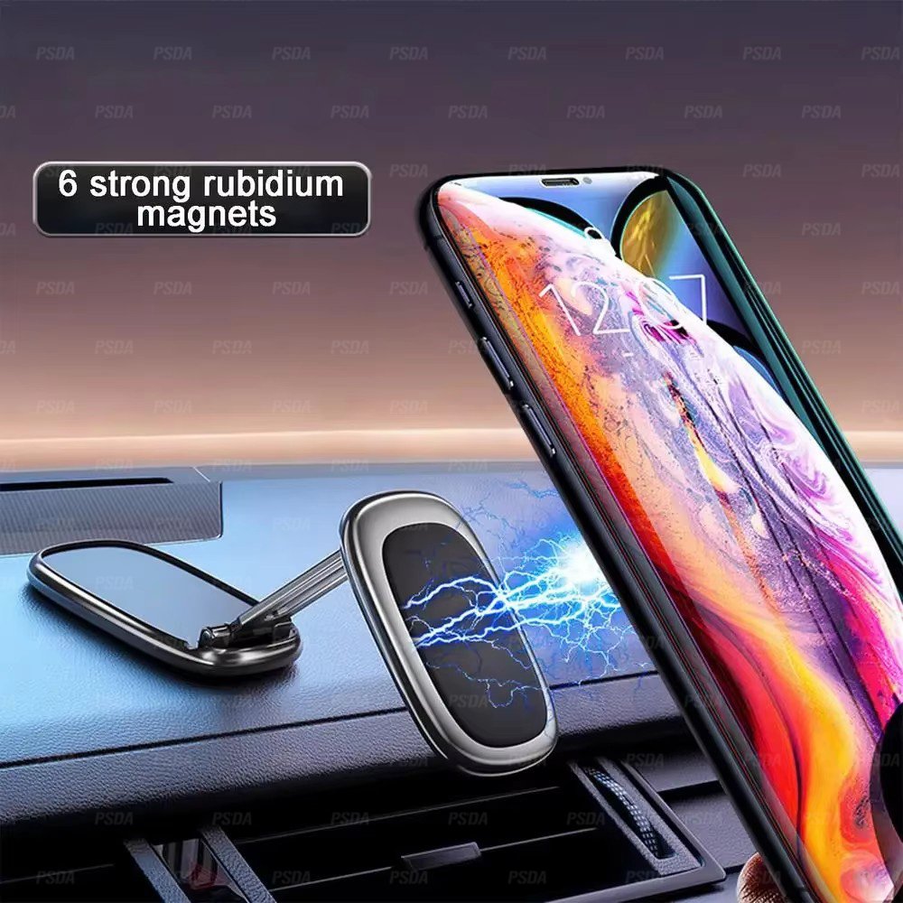 2024 Car Magnetic Mobile Phone Holder Dashboard High-end Design Strong Magnetic Folding 360° Rotating Navigation Metal Holder