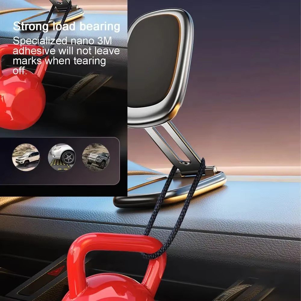 2024 Car Magnetic Mobile Phone Holder Dashboard High-end Design Strong Magnetic Folding 360° Rotating Navigation Metal Holder