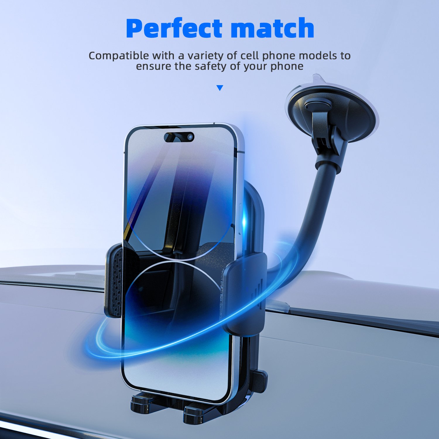Honyjor Universal Car Phone Mount,Rotating 360 Degree Windshield Mount with Compatible Fit Smartphone & Truck