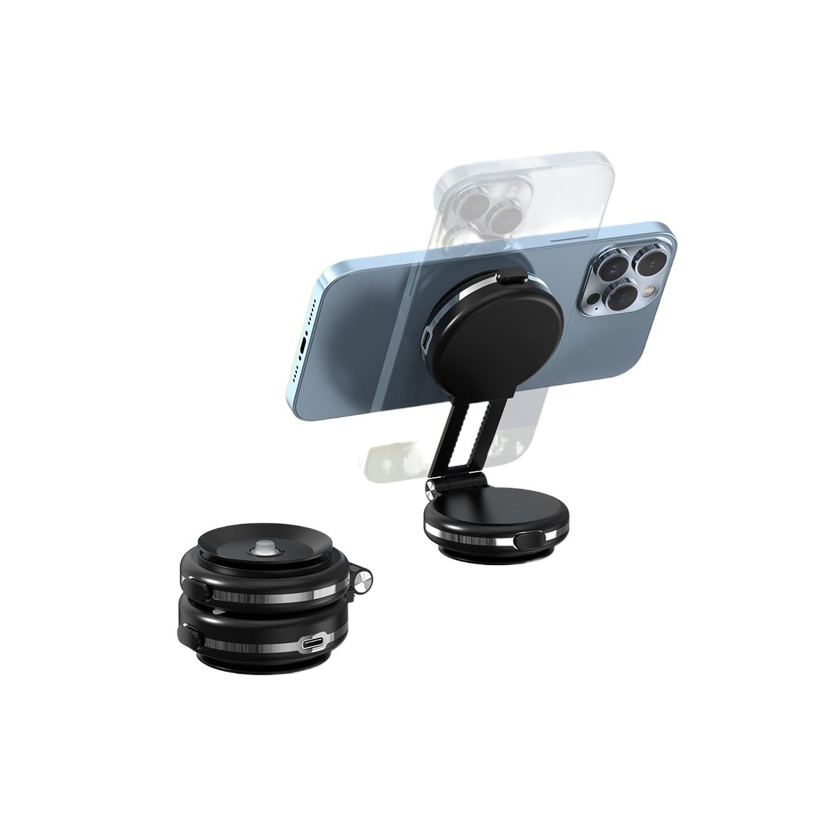 Car vacuum suction dual suction head charger holder for Tesla hover screen folding swivel car phone holder