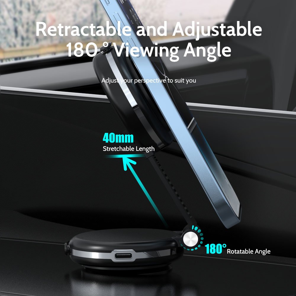 Car vacuum suction dual suction head charger holder for Tesla hover screen folding swivel car phone holder