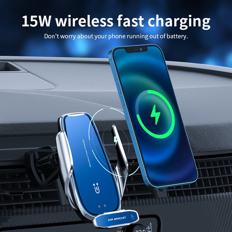 New arrival 2022 High-end colorful tempered glass panel 15W ultrafast charging battery inside wireless car charger