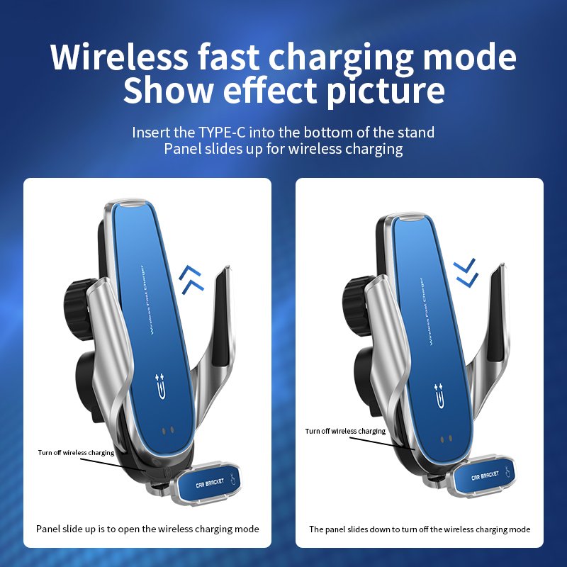New arrival 2022 High-end colorful tempered glass panel 15W ultrafast charging battery inside wireless car charger