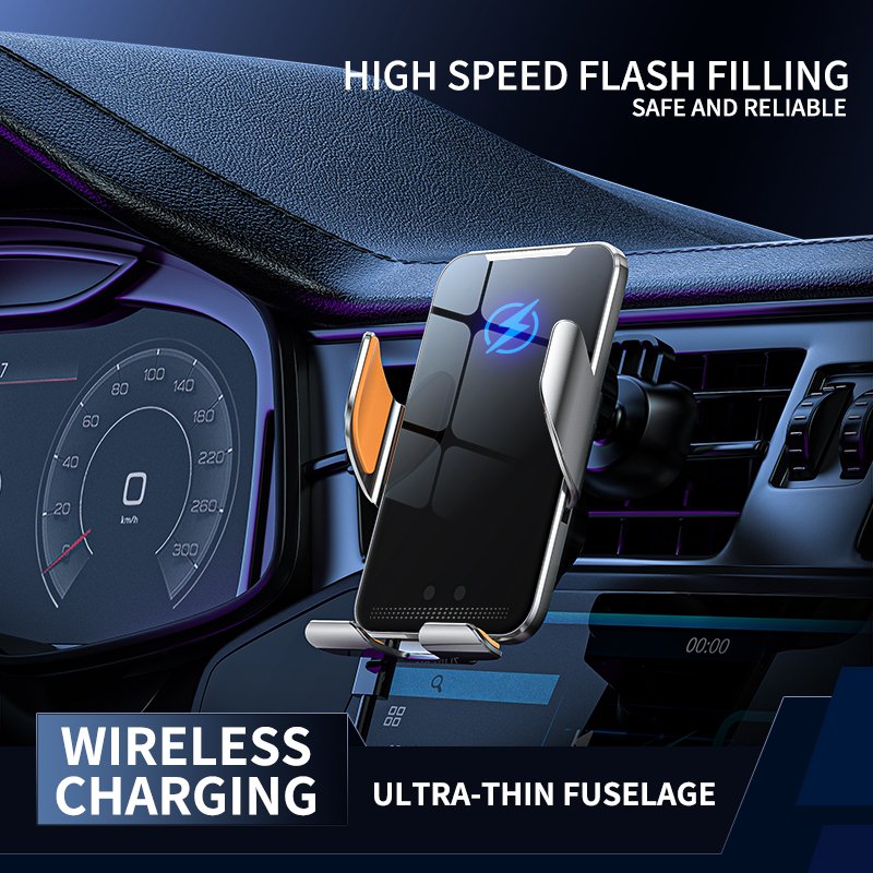 Ultra Thin Auto Clamp Air Vent Car Phone Holder Mount Wireless Charger 15W Car Charger C9