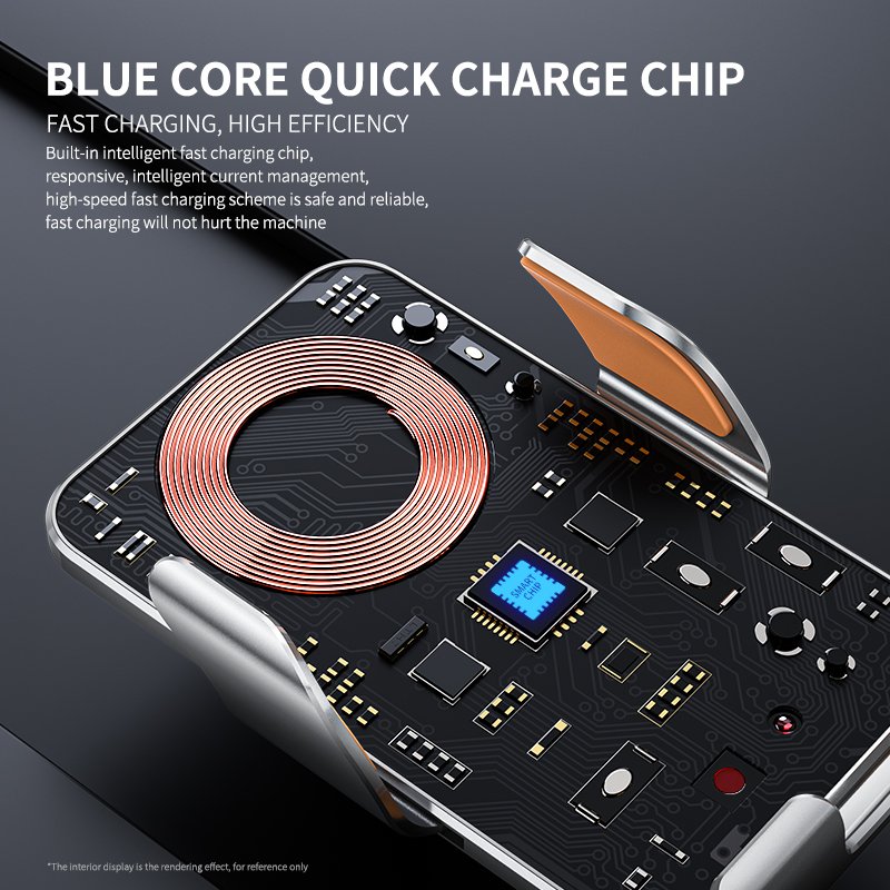 Ultra Thin Auto Clamp Air Vent Car Phone Holder Mount Wireless Charger 15W Car Charger C9