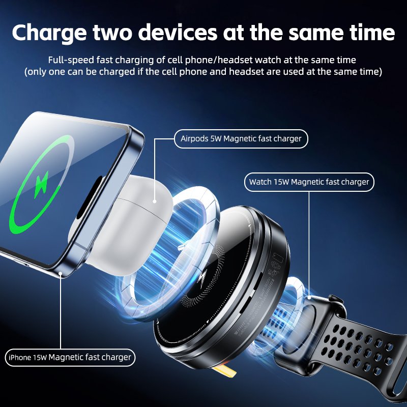 2024 Newest Design Magnetic Wireless Charging Car Mount Air Vent Phone Holder for all smartphones cell phone