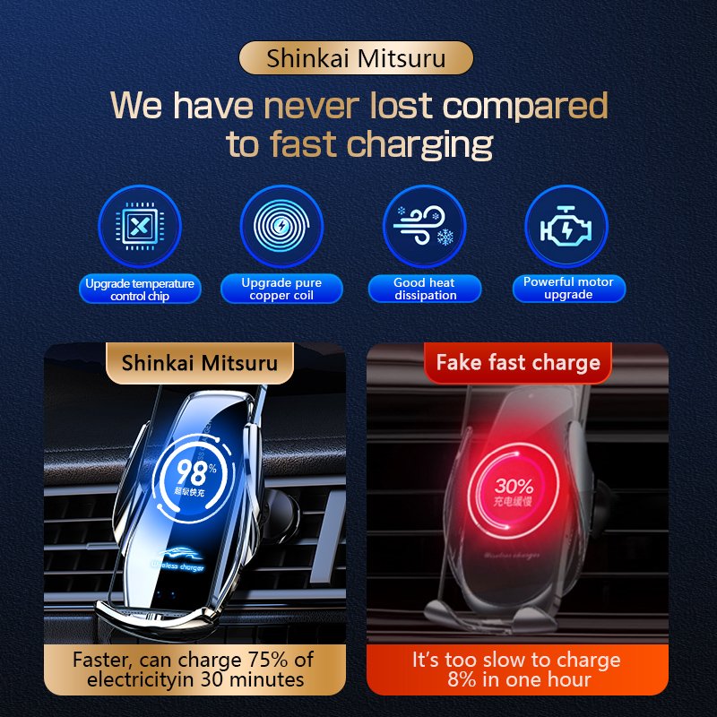 Magnetic Charging Mobile Phone Car Holder 15w Wireless Car Charger Mount Auto-sensing Car Phone Holder