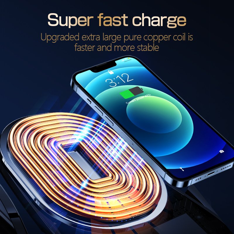 Magnetic Charging Mobile Phone Car Holder 15w Wireless Car Charger Mount Auto-sensing Car Phone Holder