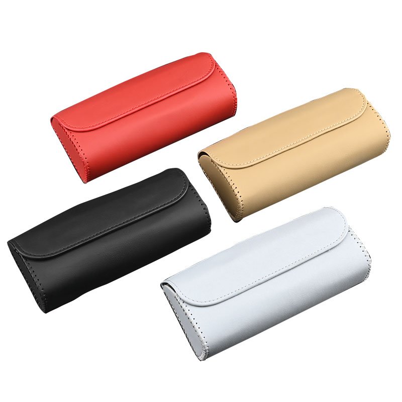 Car Visor Sunglasses Case Leather Glasses Clip Holder For Sun Visor Handmade Eyeglasses Storage Box With Hidden Magnetic Closure