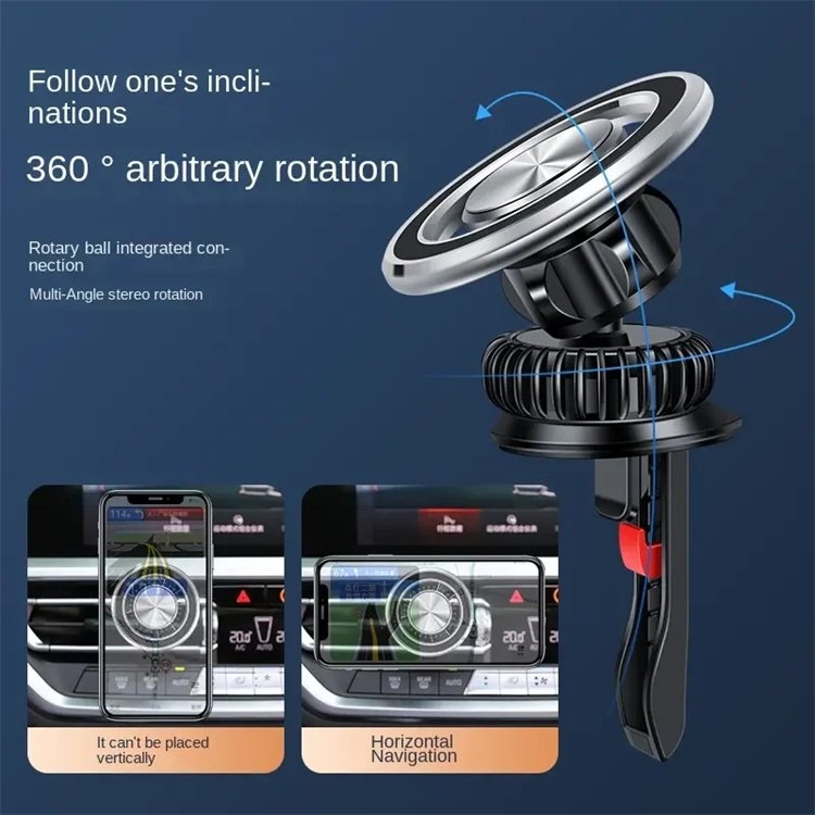 Metal Strong Magnetic Anti-fall Car Air Outlet Bracket Supports 360 Rotation Car Mini Air Outlet Mobile Phone Holder for iPhone
