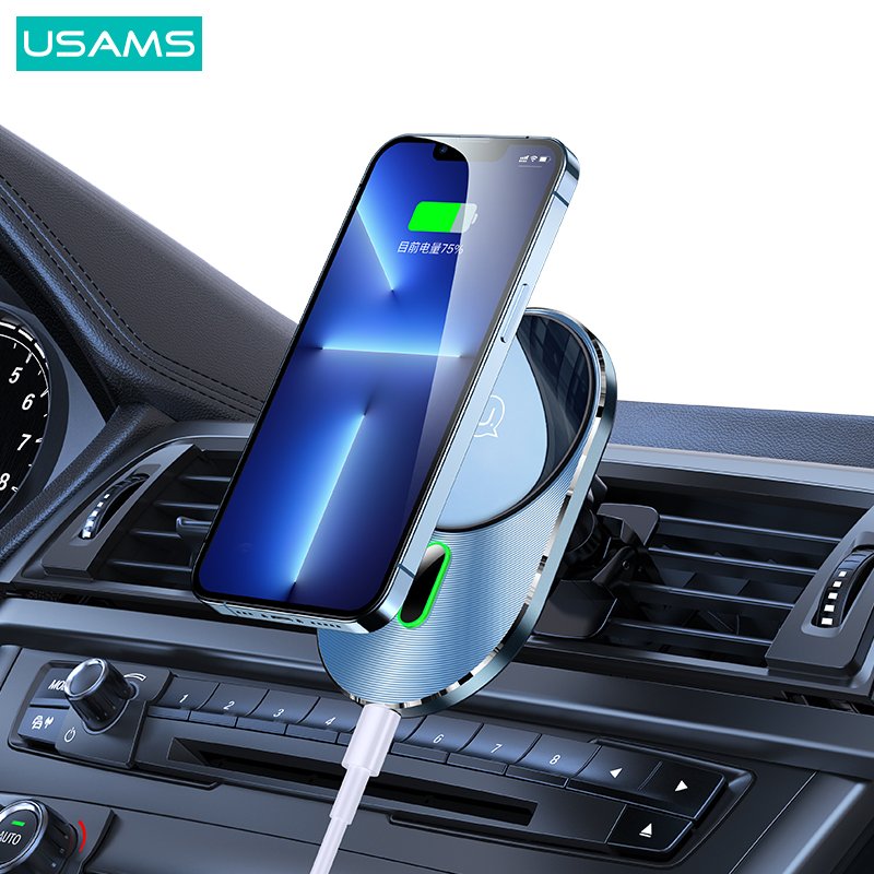 USAMS Best-selling wireless fast mobile phone holder 15w wireless charger car fast wireless car charger