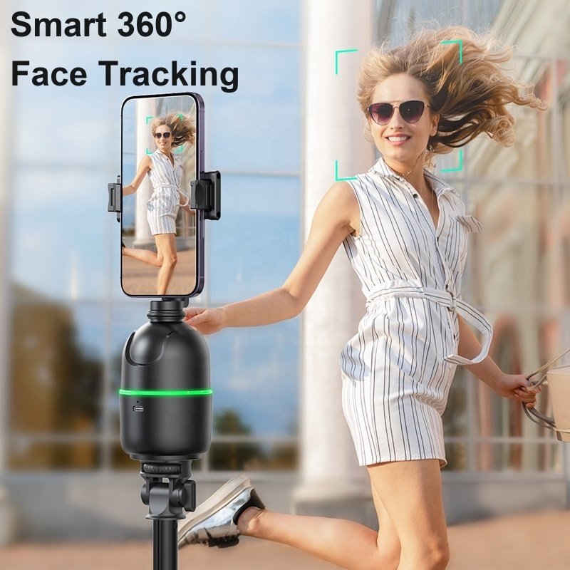 P03 No App Required Rechargeable 360 Rotation Auto Face Tracking Phone Holder Camera Mount for Live Vlog Streaming Video