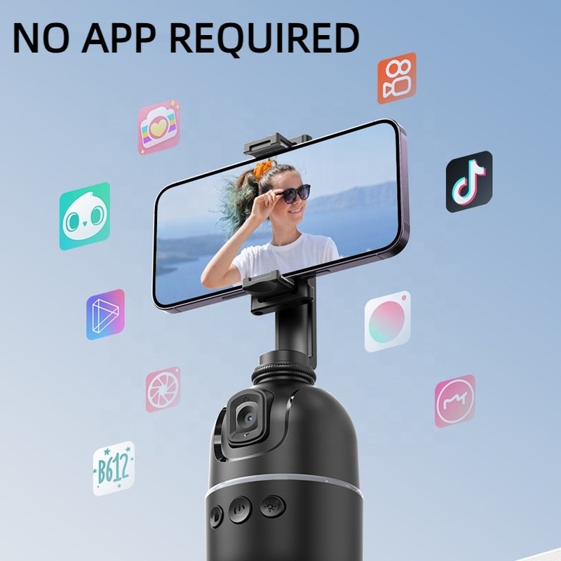 P03 No App Required Rechargeable 360 Rotation Auto Face Tracking Phone Holder Camera Mount for Live Vlog Streaming Video