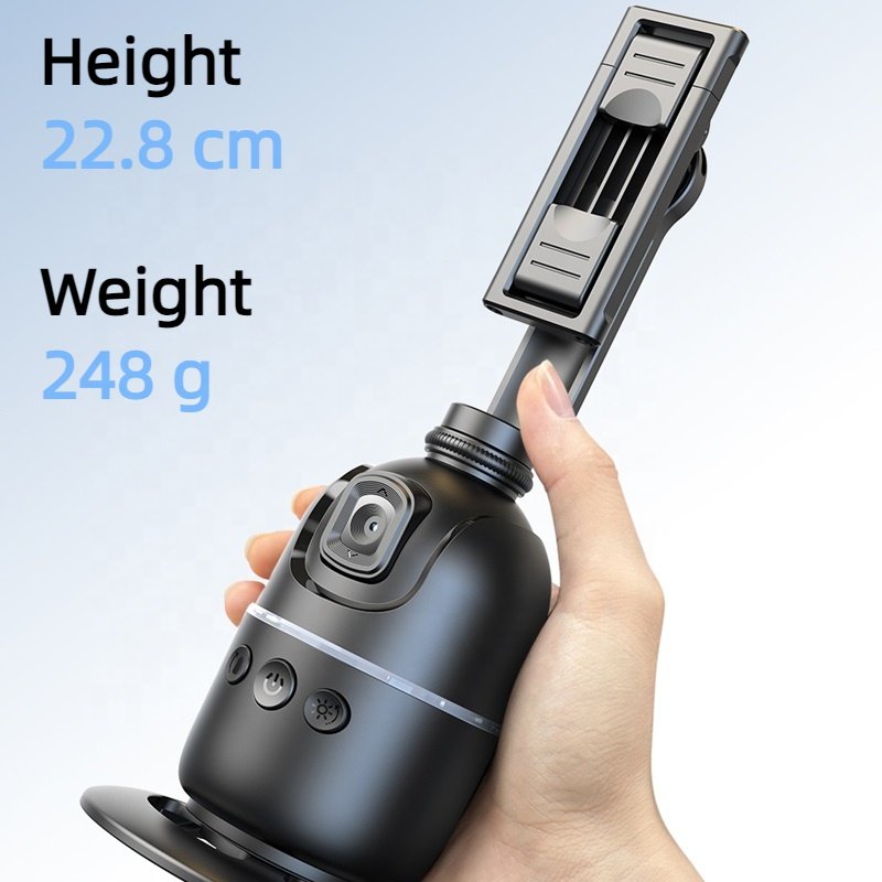 P03 No App Required Rechargeable 360 Rotation Auto Face Tracking Phone Holder Camera Mount for Live Vlog Streaming Video