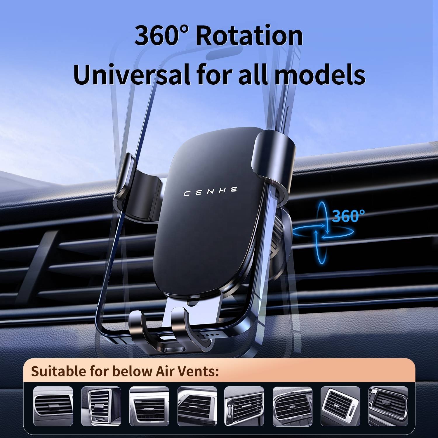 2024 New Amazon Hot Selling 360 Degree Rotating Gravity Car Air Outlet Phone Mount Windshield Dashboard Car Phone Holder