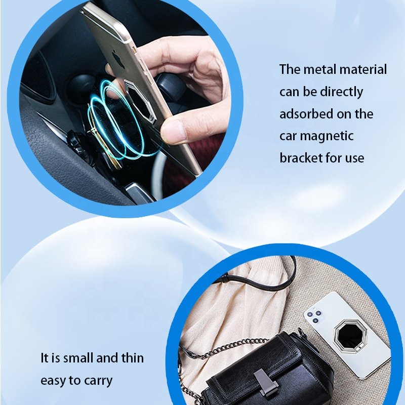 Zinc Alloy Adjustable Folding Back Paste Type Phone Tablet Finger Grip Mobile Phone Ring Holder Stands for Magnetic Car Holder