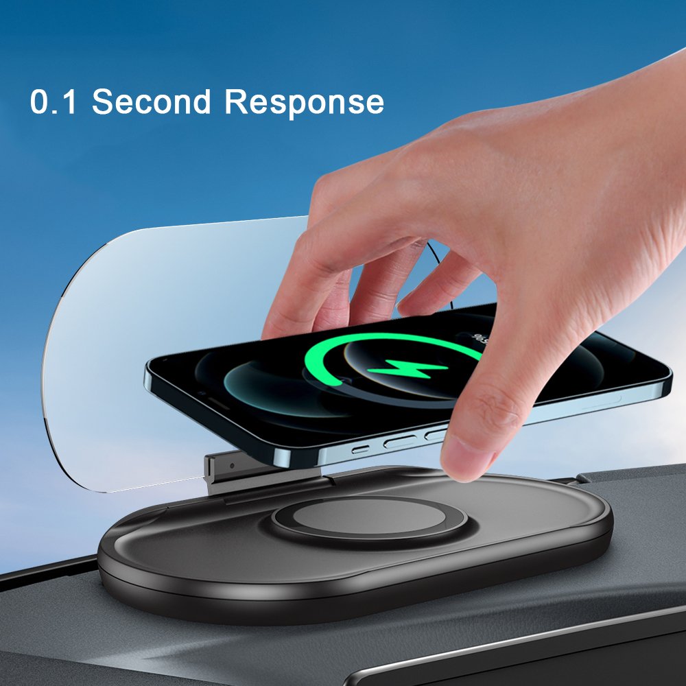 Wholesale OEM Multifunction 10W 15W Fast Magnetic Smart Phone Holder Mount Car Wireless Charger with HUD on-borad Navigation