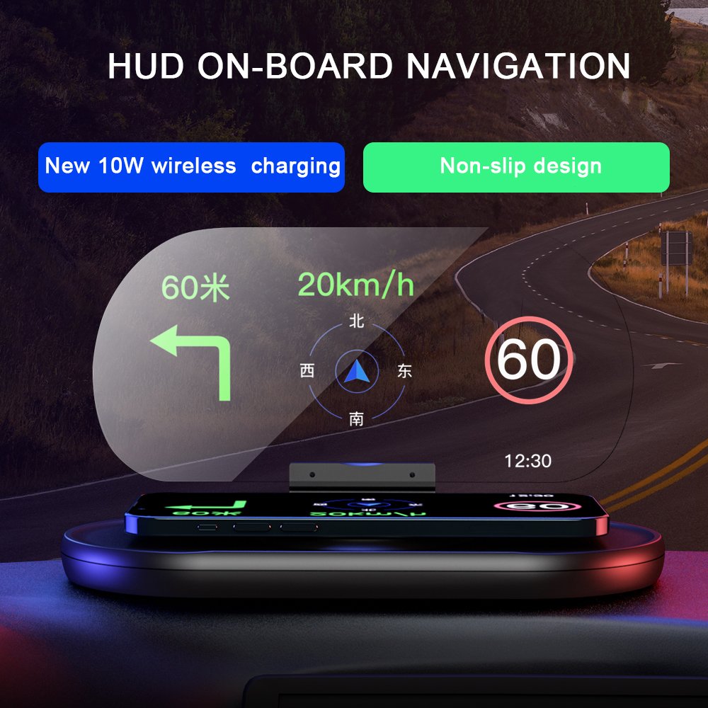 Wholesale OEM Multifunction 10W 15W Fast Magnetic Smart Phone Holder Mount Car Wireless Charger with HUD on-borad Navigation