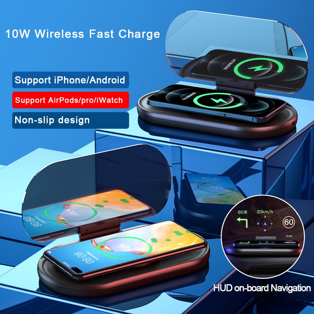 Wholesale OEM Multifunction 10W 15W Fast Magnetic Smart Phone Holder Mount Car Wireless Charger with HUD on-borad Navigation