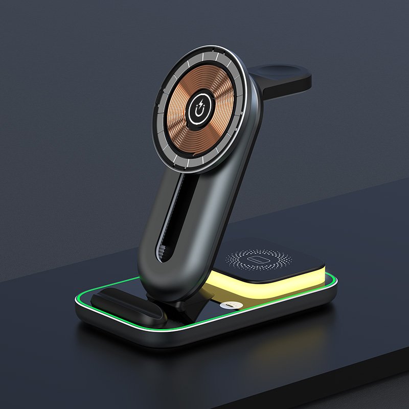Regent 3 In 1 Mobile Fast Charge Station Magnetic Wireless Charger Pad LED Light Desk Lamp With Wireless Charging function