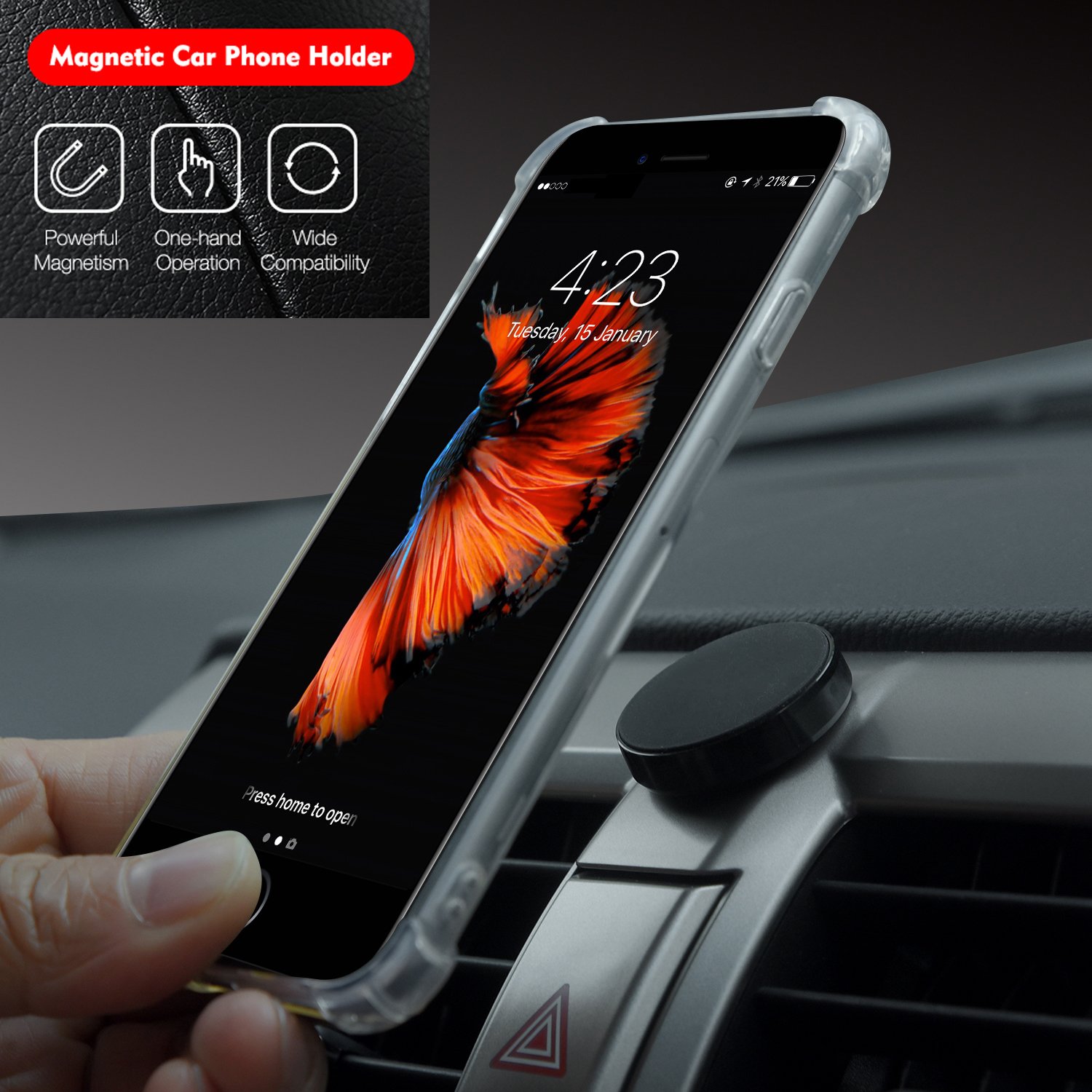Flexible Custom Logo Car Metal Adhesive Support Magnetic Mobile Phone Holder for Car Wall Mount Cell Phone Stand Slim Holder