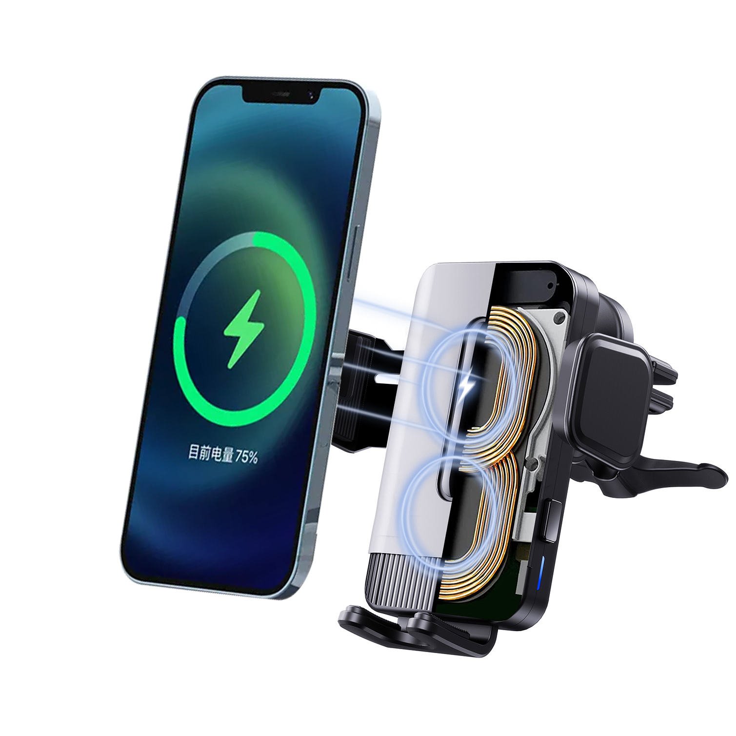 Intelligent induction Car wireless charging stand,15W Fast Charging Car Holder, Car Wireless Charger for iPhone Samsung