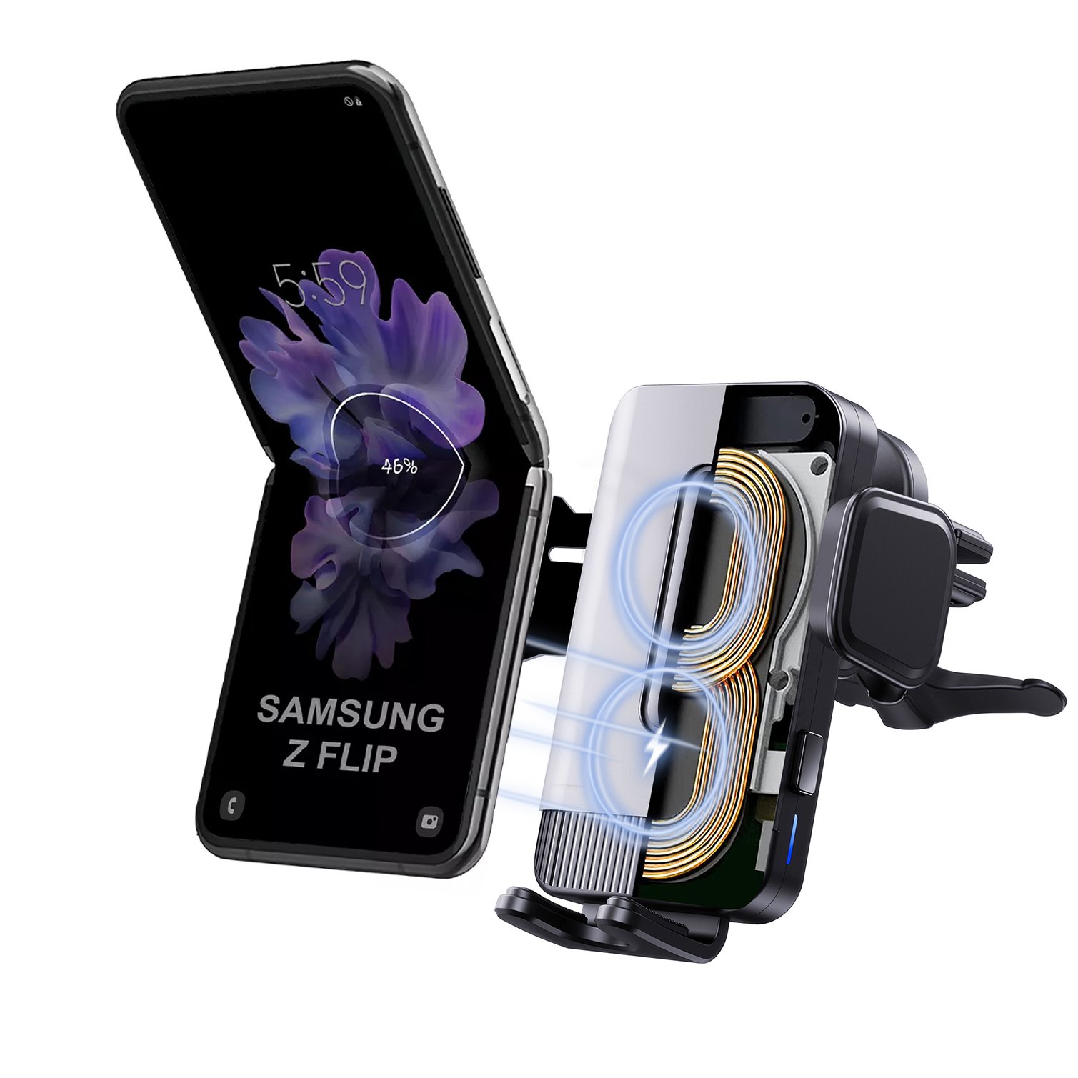 Intelligent induction Car wireless charging stand,15W Fast Charging Car Holder, Car Wireless Charger for iPhone Samsung