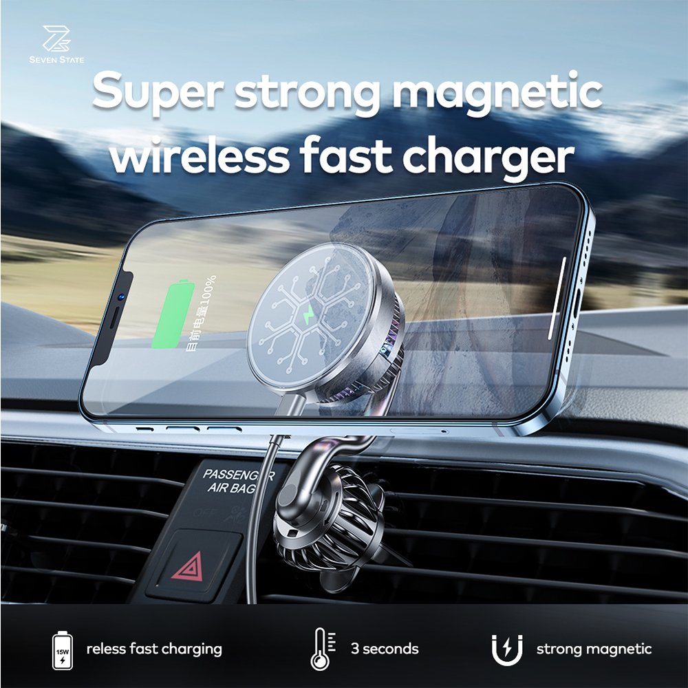 Magnetic Phone Holder For Car,15W Magnetic Wireless Car Charger,With Ice Cooling Charging Car Mount