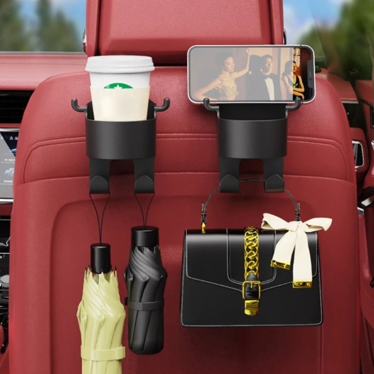 Factory Hot Selling Car Cup Holder Phone Mount Seat Back Multifunctional Hook 3 in 1 hanger Backseat ABS car Storage Organizer